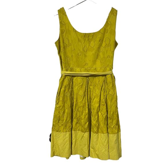 LaVia 18 Women’s L Dress Embellished Fit & Flair Chartreuse Sleeveless Self Tie - Picture 11 of 13